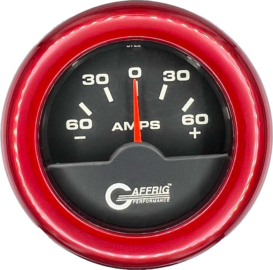 GAFFRIG PART #5000 2 INCH ELECTRIC AMMETER GAUGE -60/+60 AMP BLACK RED / STEP RIM