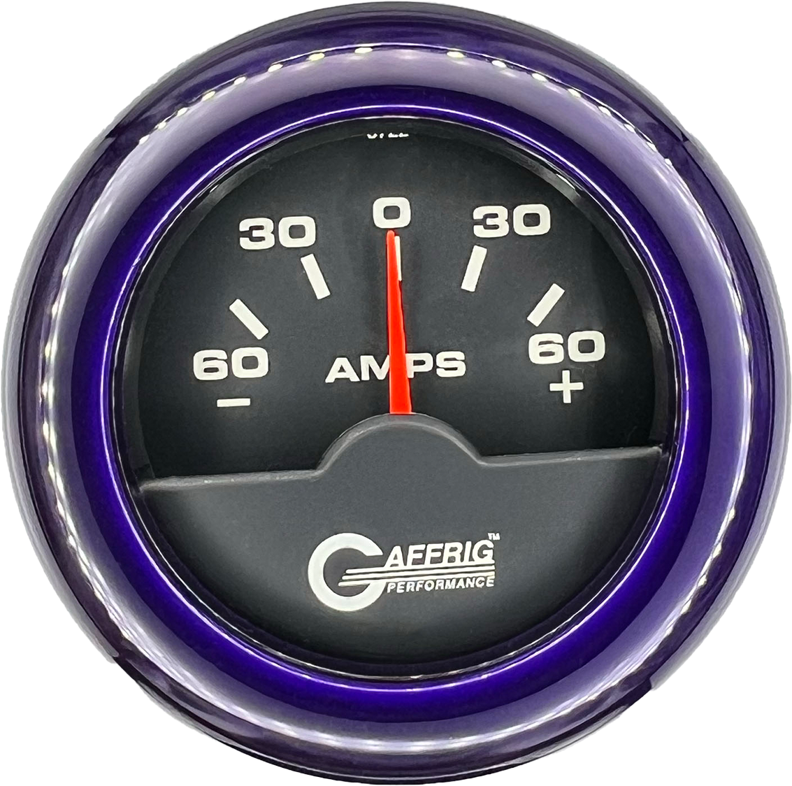 GAFFRIG PART #5000 2 INCH ELECTRIC AMMETER GAUGE -60/+60 AMP BLACK PURPLE / STEP RIM