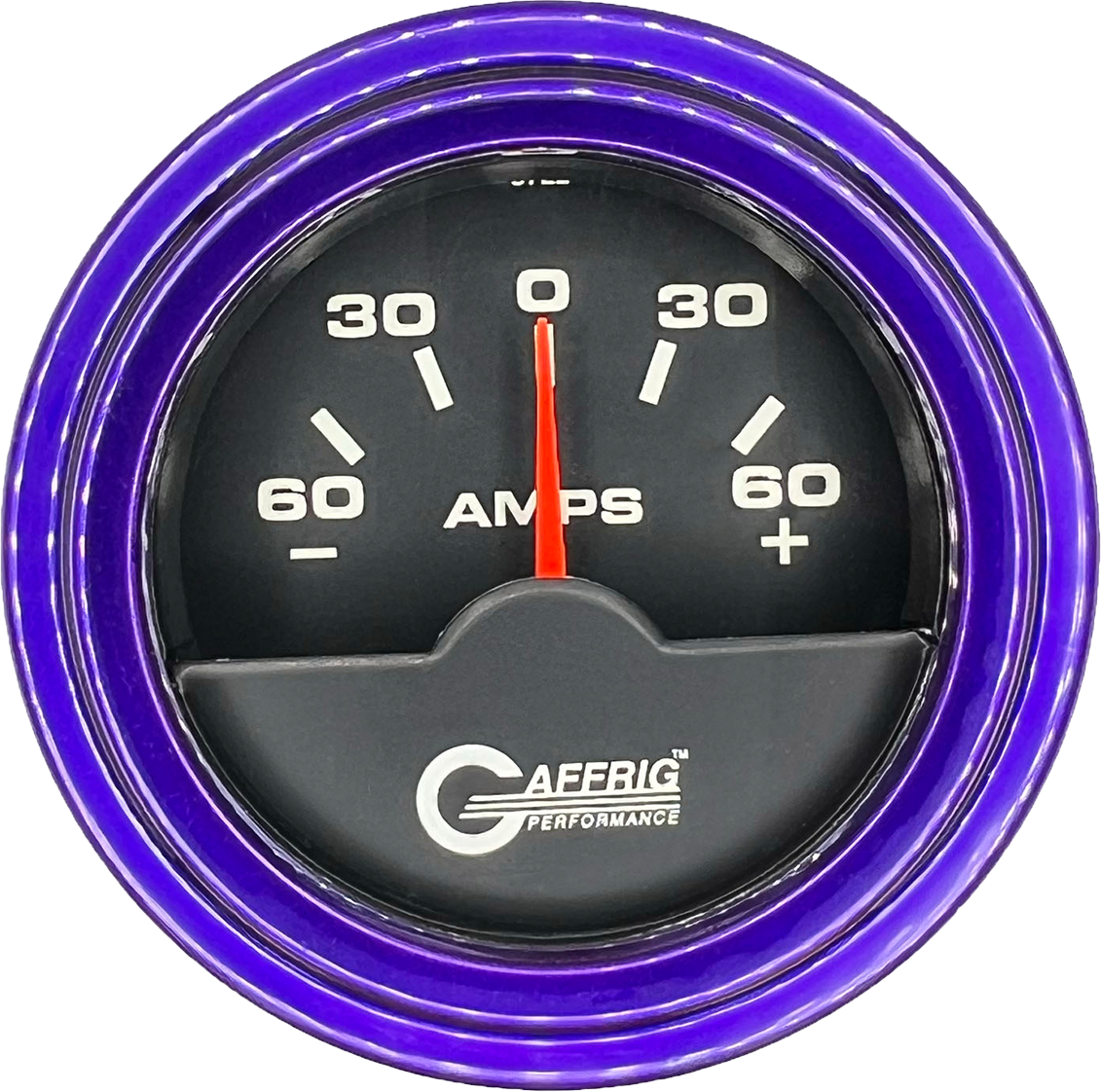 GAFFRIG PART #5000 2 INCH ELECTRIC AMMETER GAUGE -60/+60 AMP BLACK PURPLE / STEP RIM