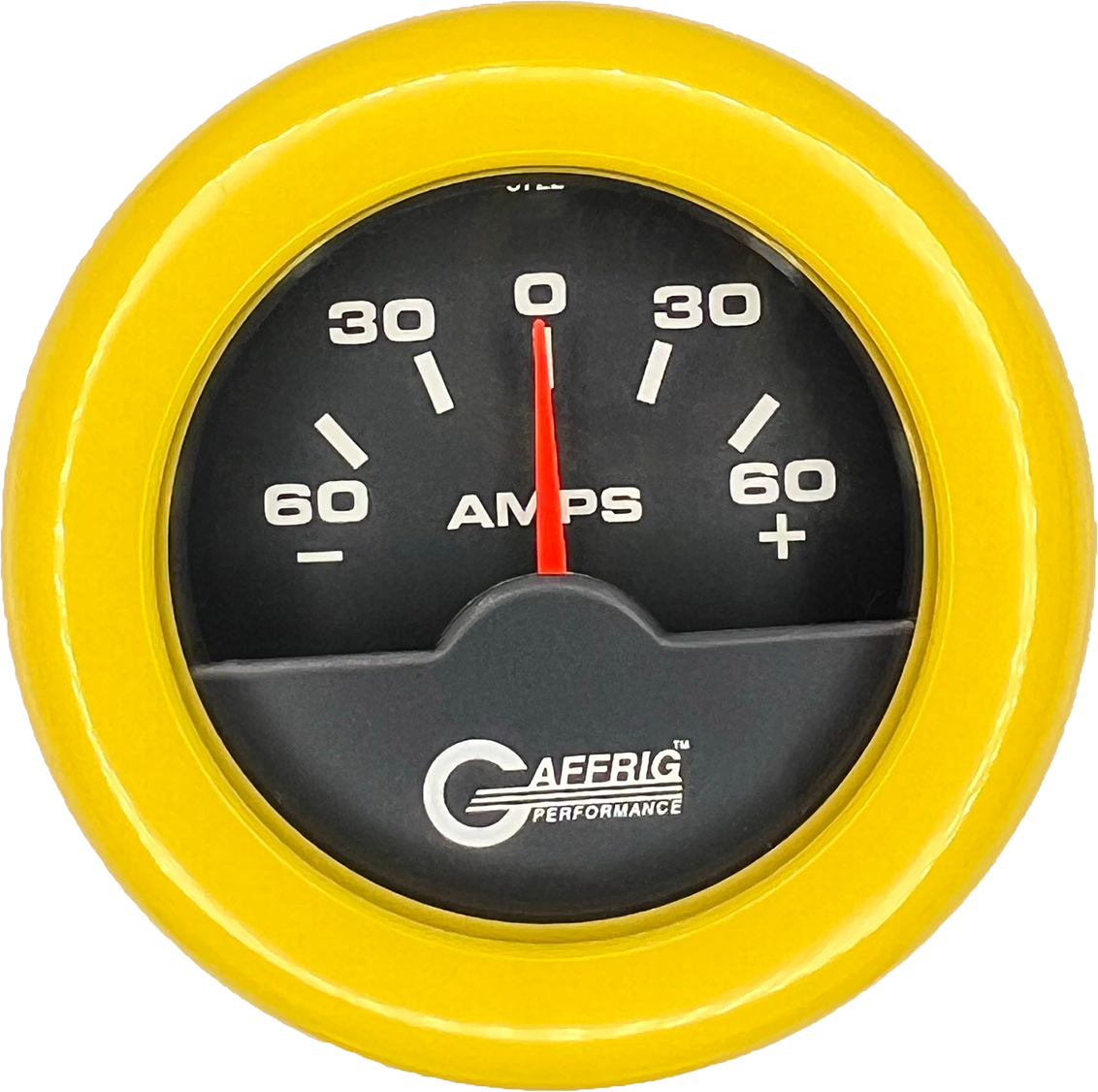 GAFFRIG PART #5000 2 INCH ELECTRIC AMMETER GAUGE -60/+60 AMP BLACK YELLOW / STEP RIM