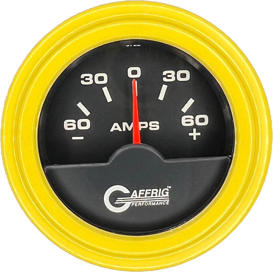 GAFFRIG PART #5000 2 INCH ELECTRIC AMMETER GAUGE -60/+60 AMP BLACK YELLOW / STEP RIM