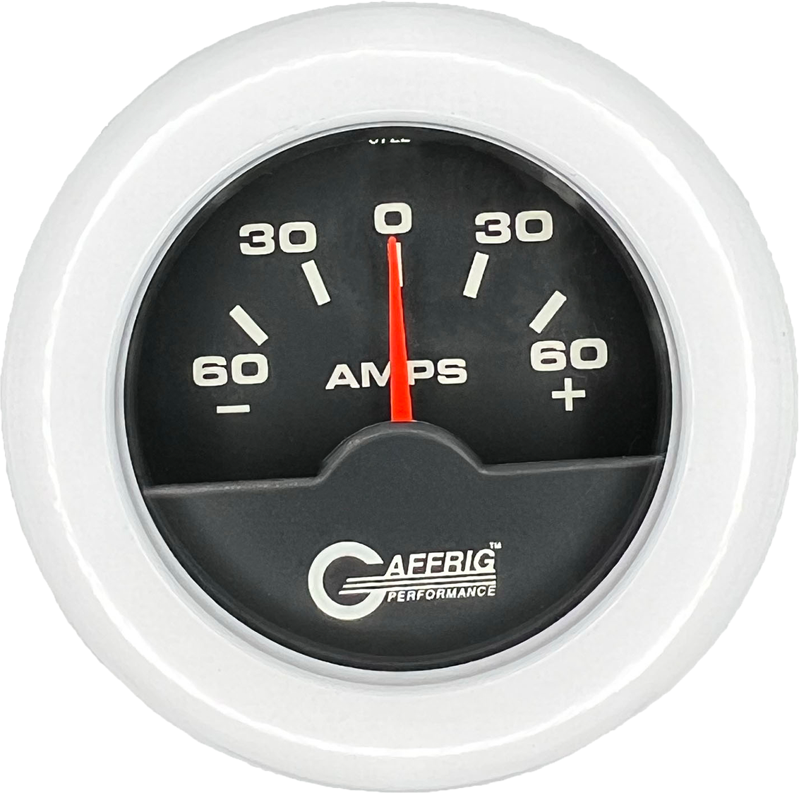 GAFFRIG PART #5000 2 INCH ELECTRIC AMMETER GAUGE -60/+60 AMP BLACK WHITE / STEP RIM