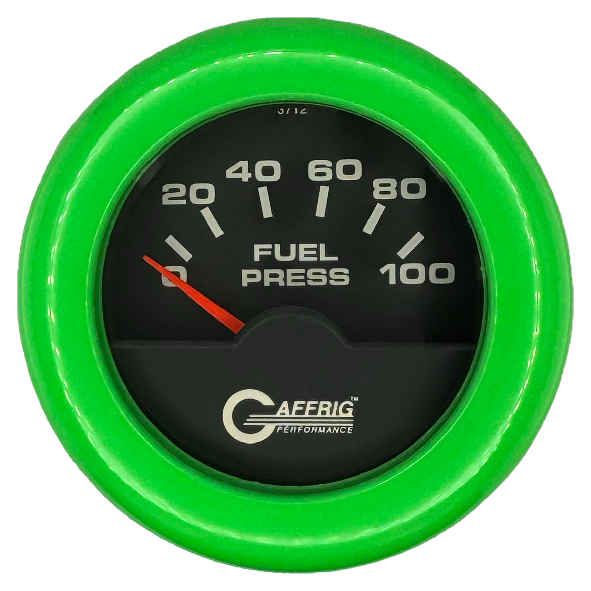 #5004 2 INCH ELECTRIC FUEL PRESS. 0-100 PSI BLACK Lime Green / Step