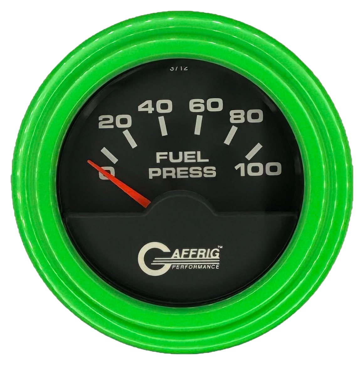 #5004 2 INCH ELECTRIC FUEL PRESS. 0-100 PSI BLACK Lime Green / Step