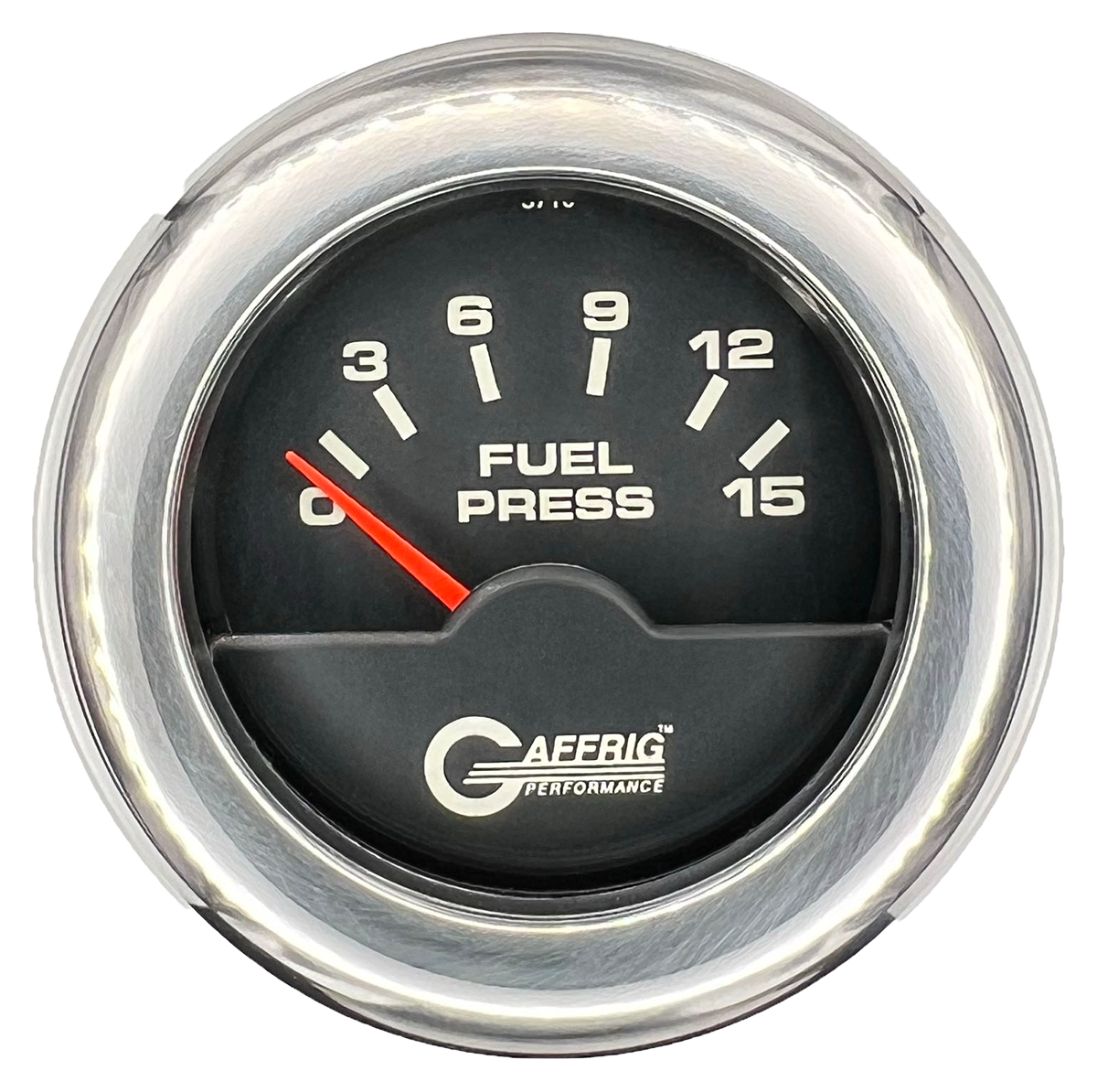 #5006 2 INCH ELECTRIC FUEL PRESS. 0-15 PSI Black Chrome / Step