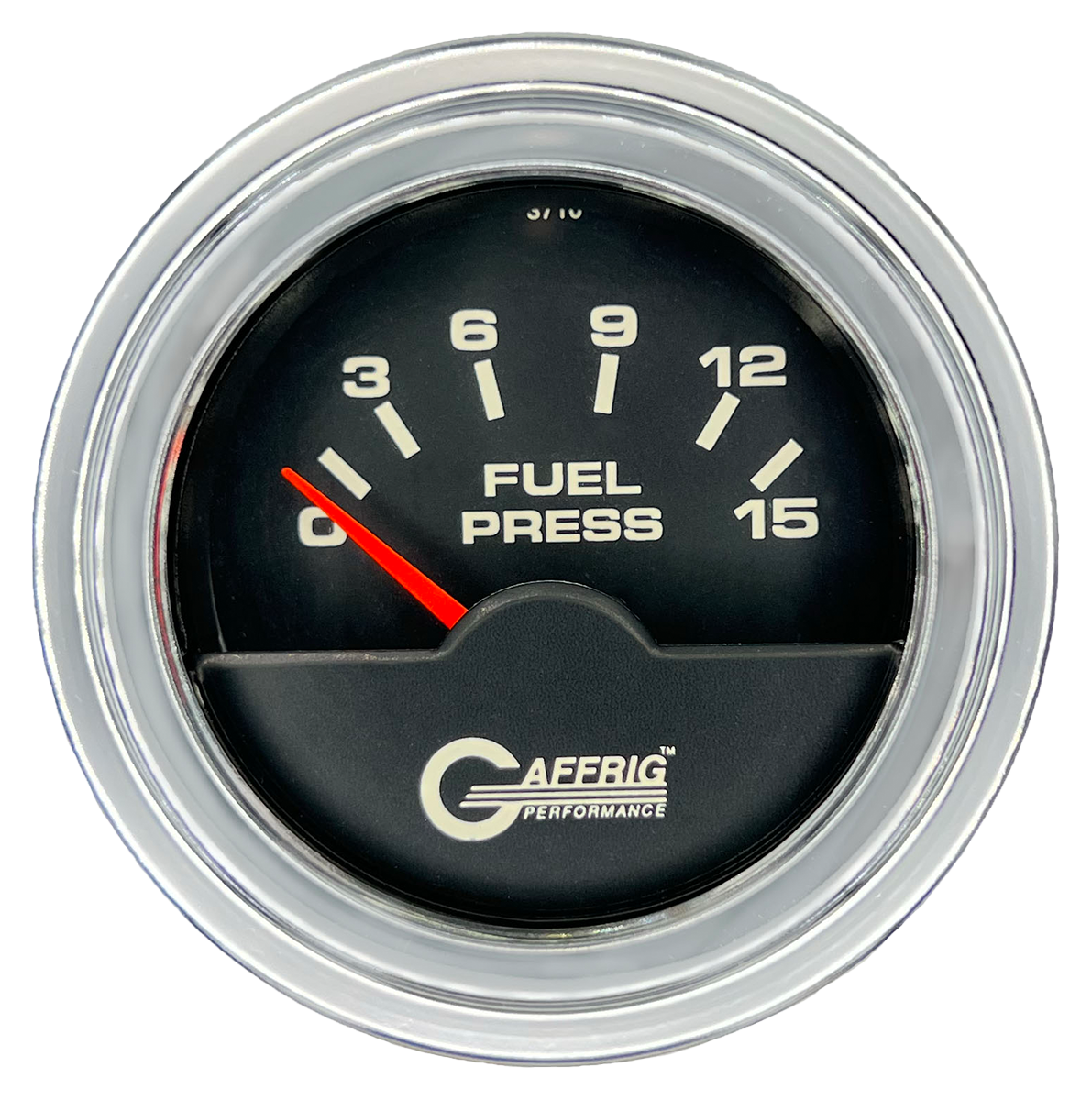 #5006 2 INCH ELECTRIC FUEL PRESS. 0-15 PSI Black Chrome / Step