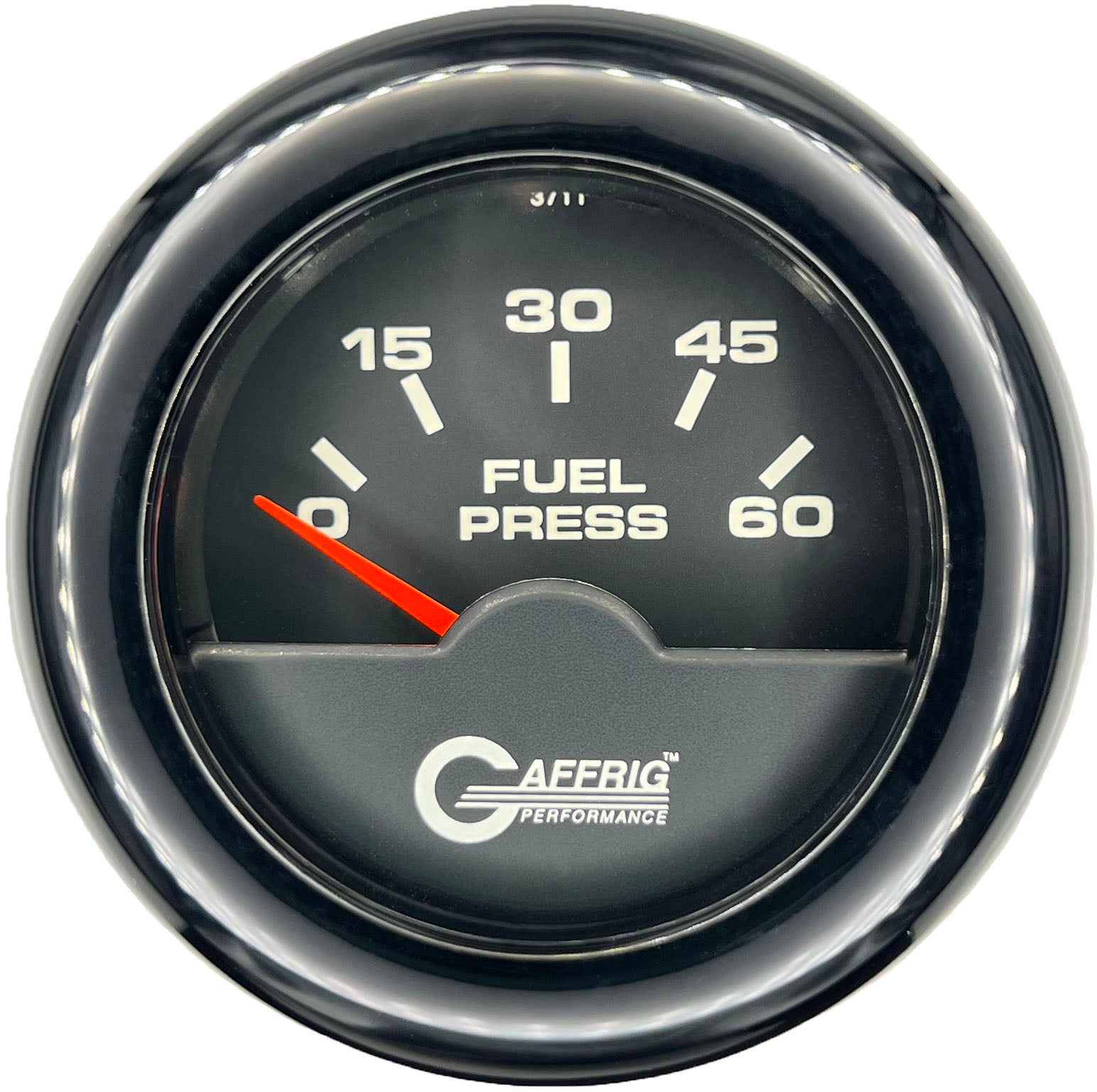 GAFFRIG PART #5008 2 INCH ELECTRIC FUEL PRESS. GAUGE 0-60 PSI BLACK BLACK / FAT RIM