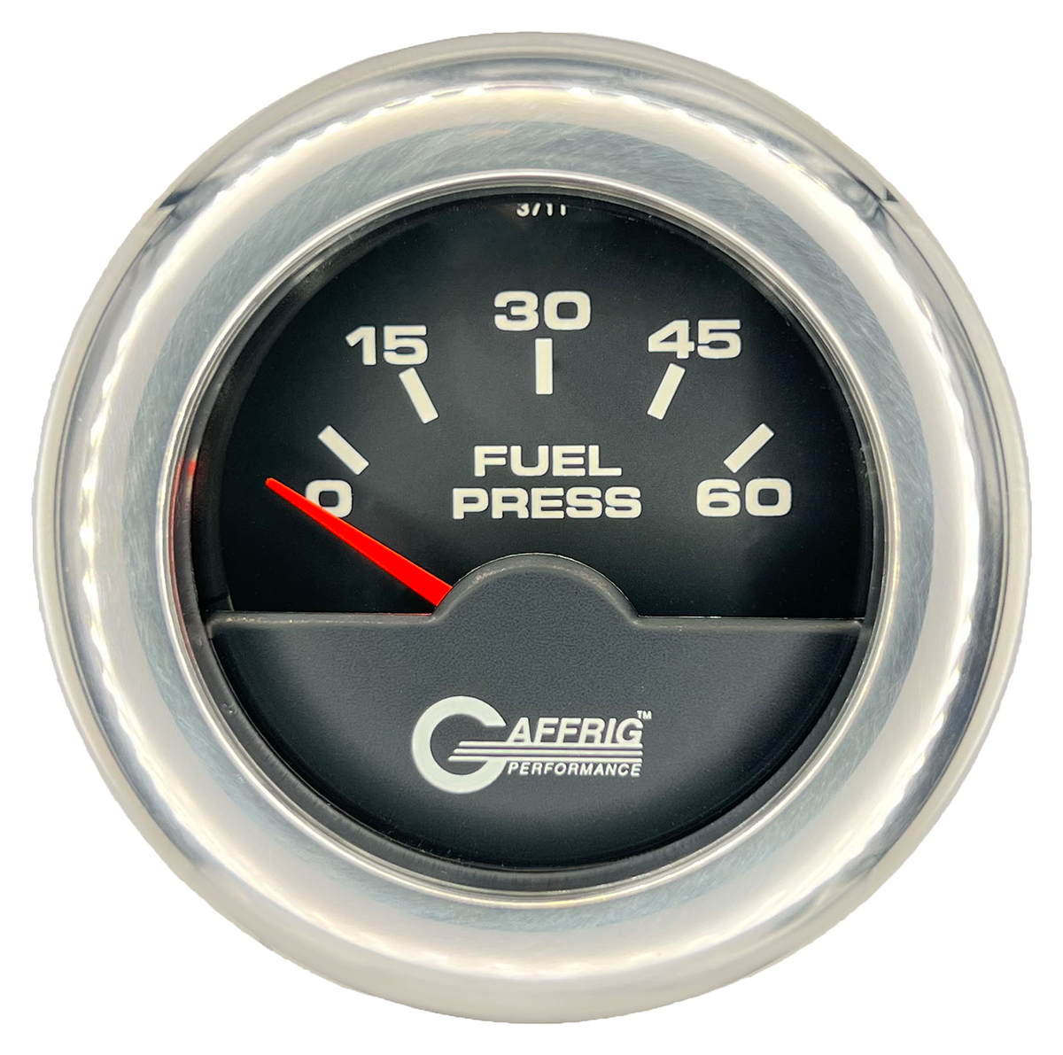 #5008 2 INCH ELECTRIC FUEL PRESS. 0-60 PSI Black Chrome / Step