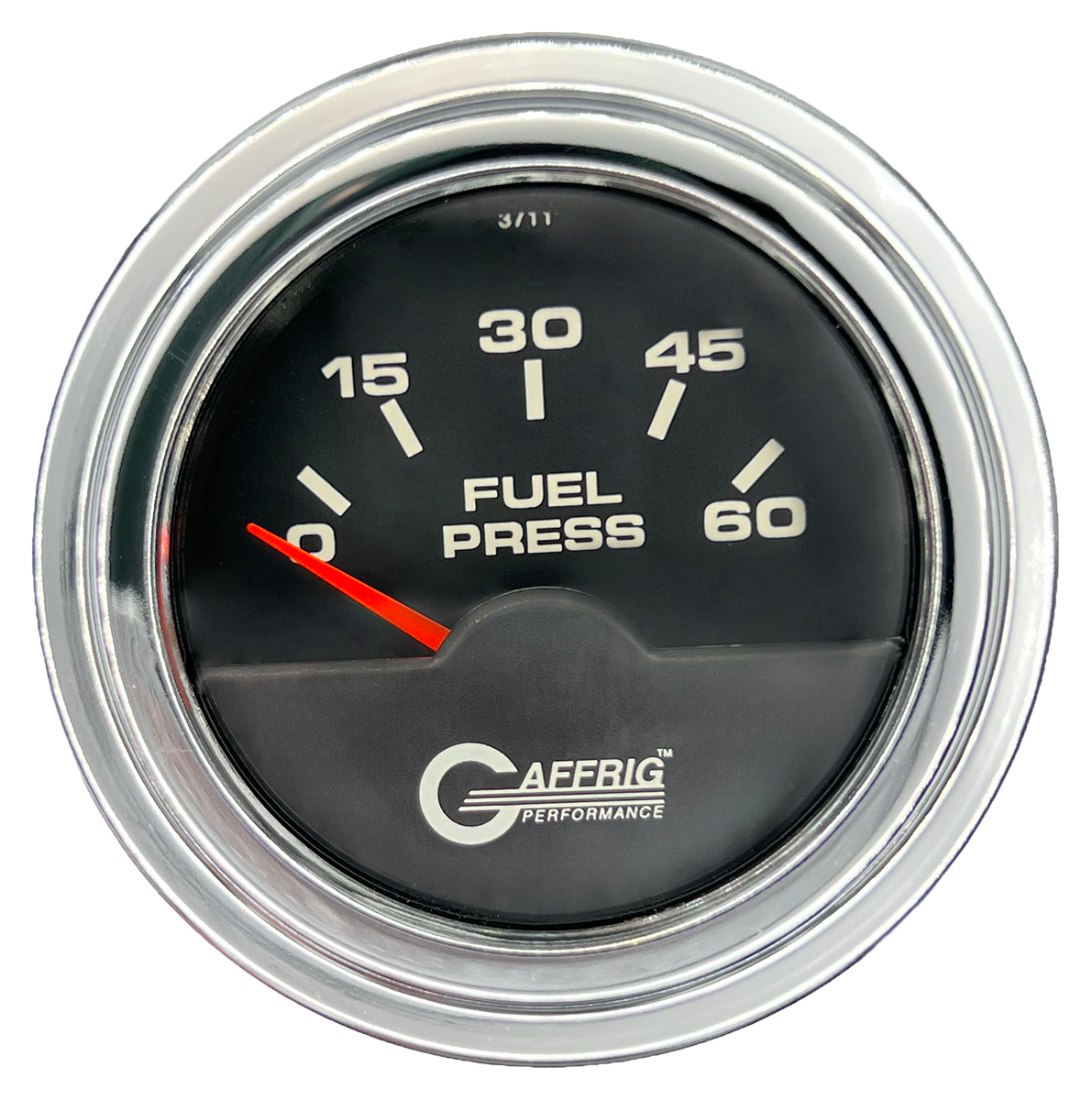 #5008 2 INCH ELECTRIC FUEL PRESS. 0-60 PSI Black Chrome / Step