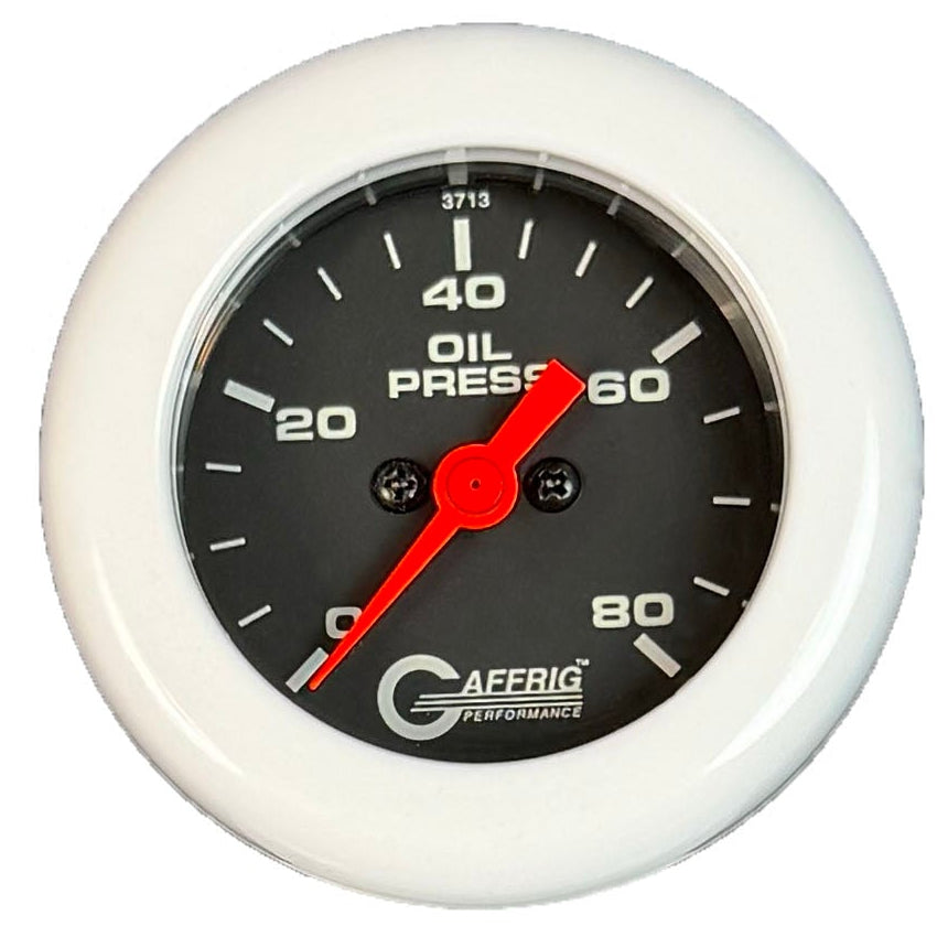 GAFFRIG PART #5018 2 INCH ELECTRIC OIL PRESSURE MARINE BOAT GAUGE 0-80 PSI BLACK