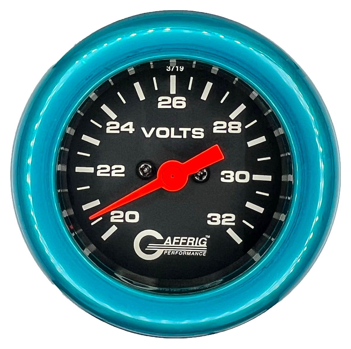 #5038 2 INCH ELECTRIC VOLTMETER 16-32 VOLT Black Teal / Step