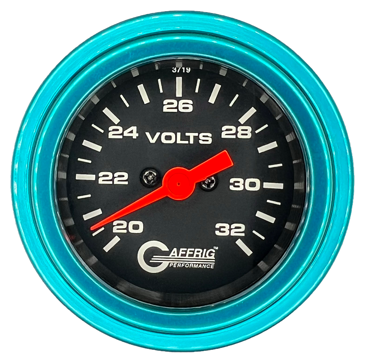 #5038 2 INCH ELECTRIC VOLTMETER 16-32 VOLT Black Teal / Step