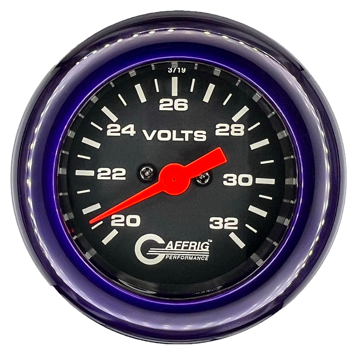 #5038 2 INCH ELECTRIC VOLTMETER 16-32 VOLT Black Purple / Step