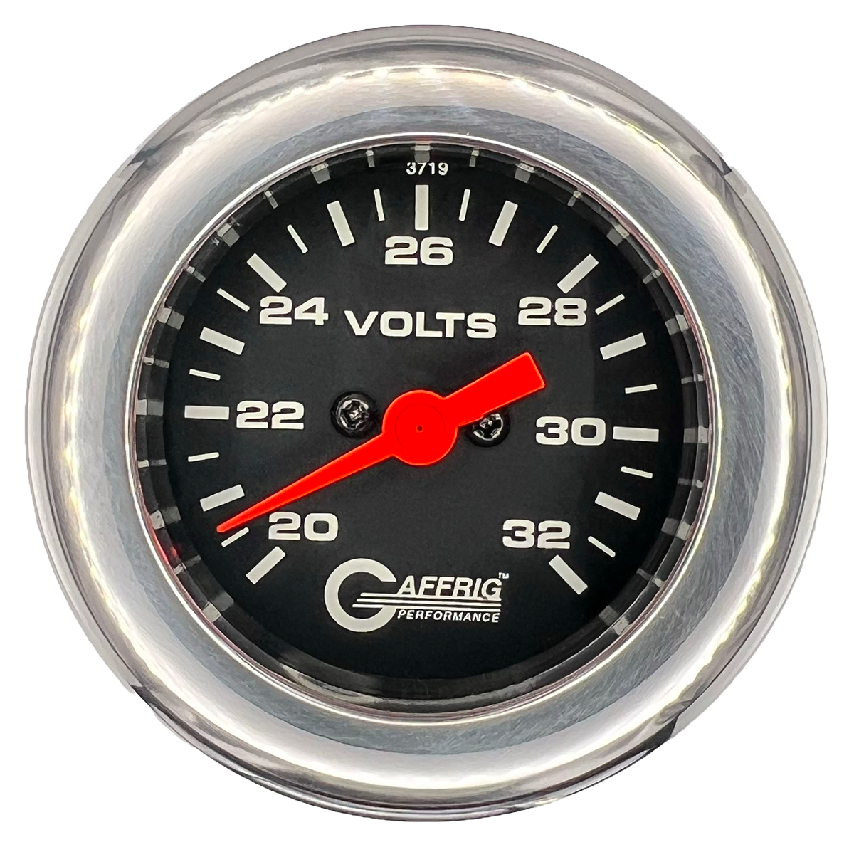 #5038 2 INCH ELECTRIC VOLTMETER 16-32 VOLT Black Chrome / Step