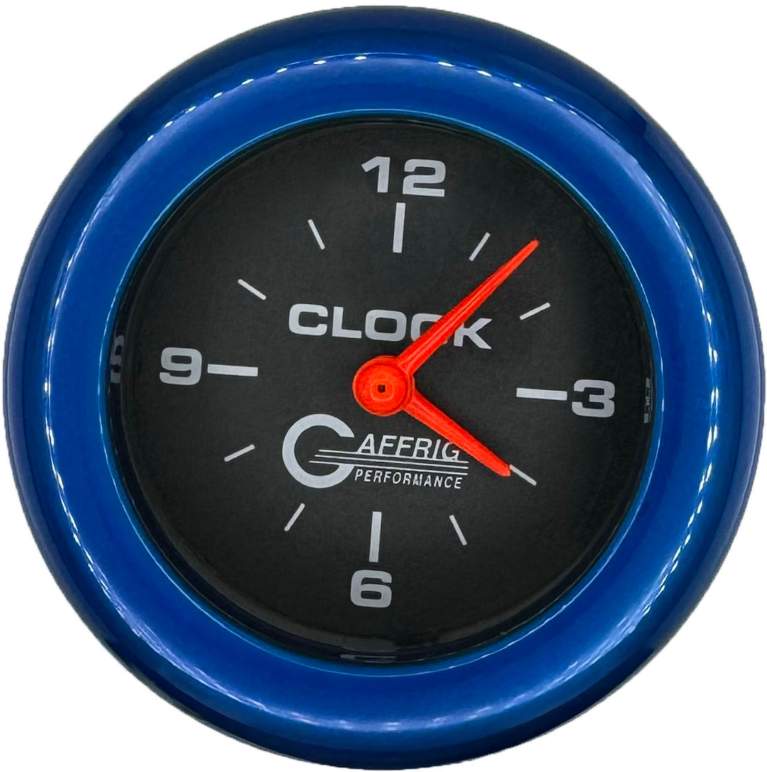 GAFFRIG PART #5054 2 INCH ELECTRIC CLOCK GAUGE BLACK BLUE / STEP RIM
