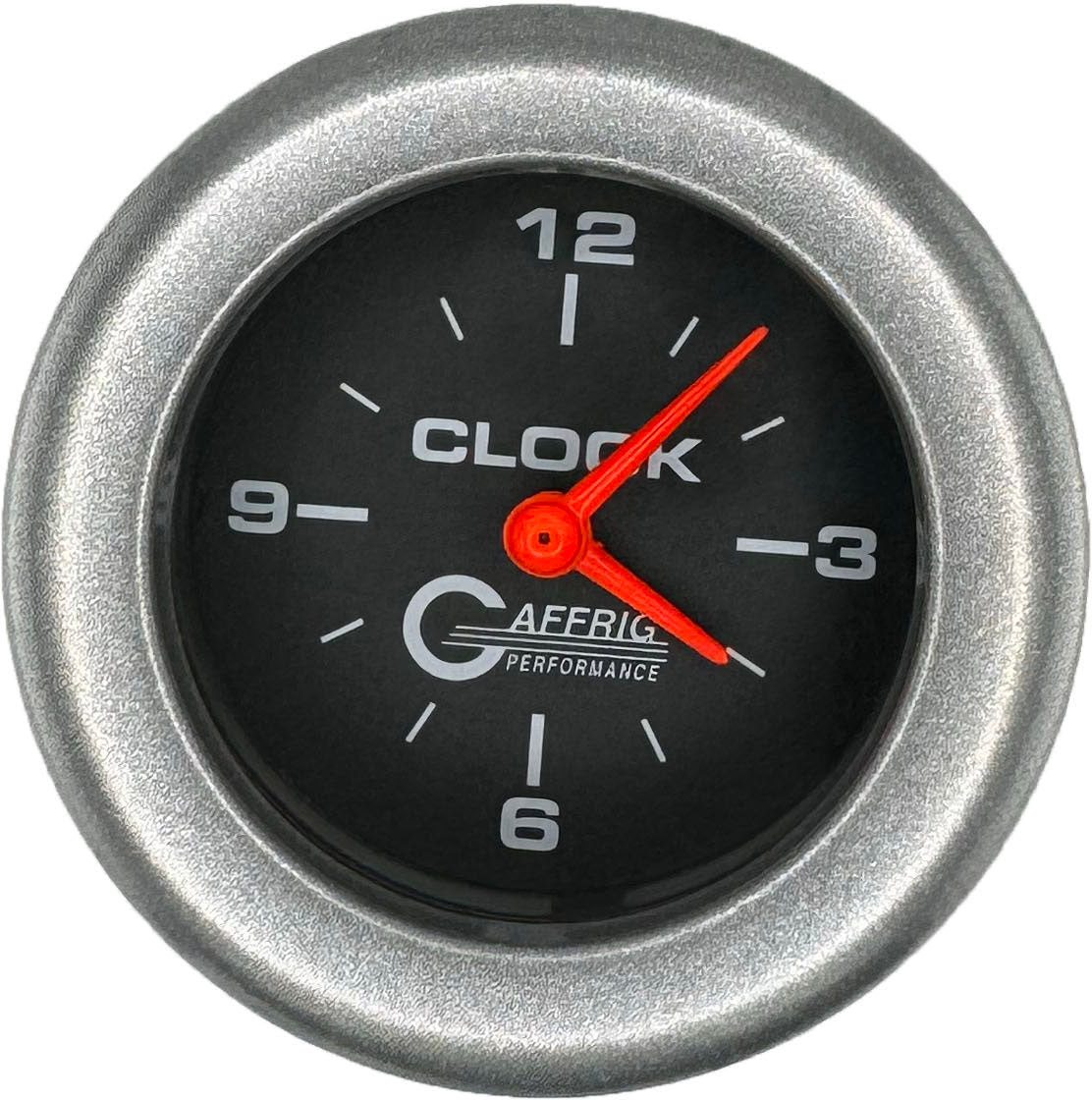 GAFFRIG PART #5054 2 INCH ELECTRIC CLOCK GAUGE BLACK PLATINUM / STEP RIM