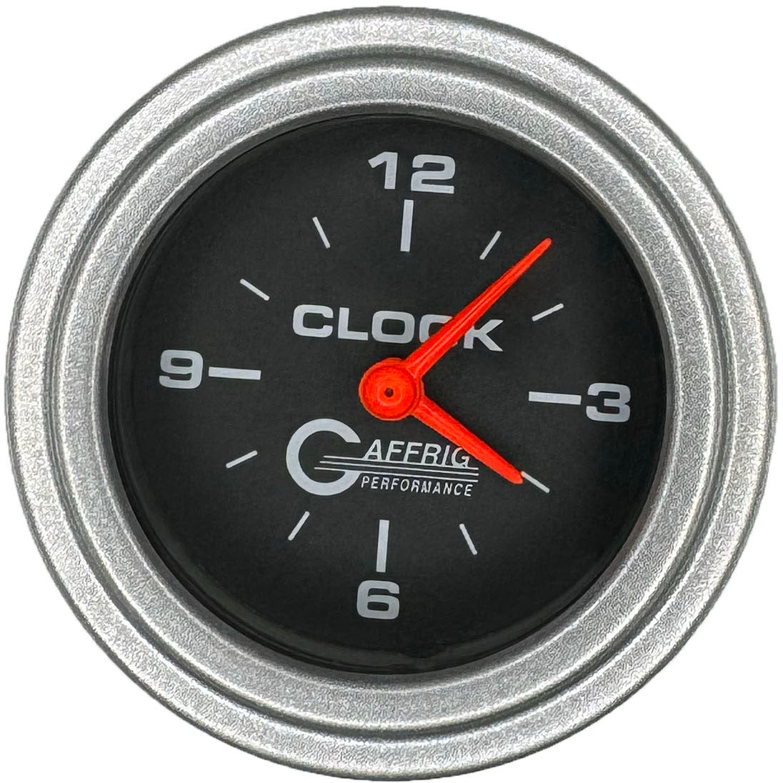 GAFFRIG PART #5054 2 INCH ELECTRIC CLOCK GAUGE BLACK PLATINUM / STEP RIM