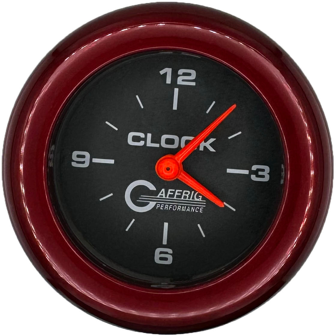 GAFFRIG PART #5054 2 INCH ELECTRIC CLOCK GAUGE BLACK RED / STEP RIM
