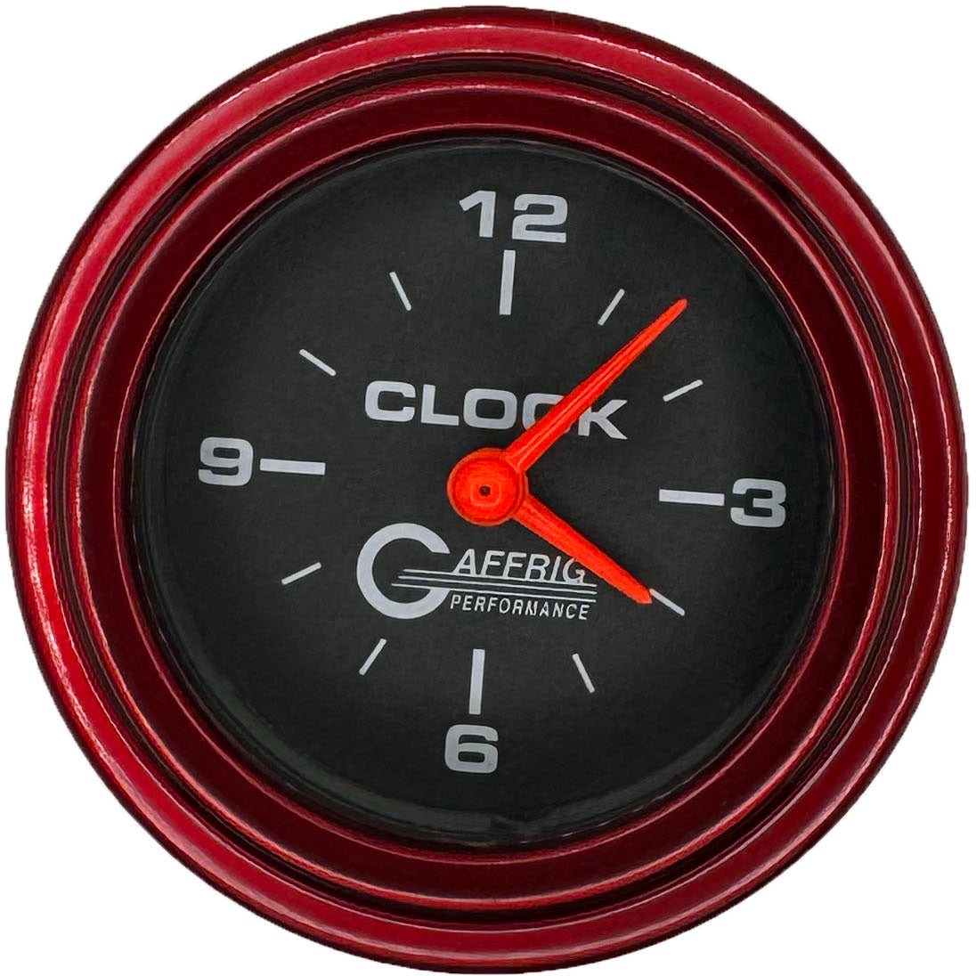 GAFFRIG PART #5054 2 INCH ELECTRIC CLOCK GAUGE BLACK RED / STEP RIM