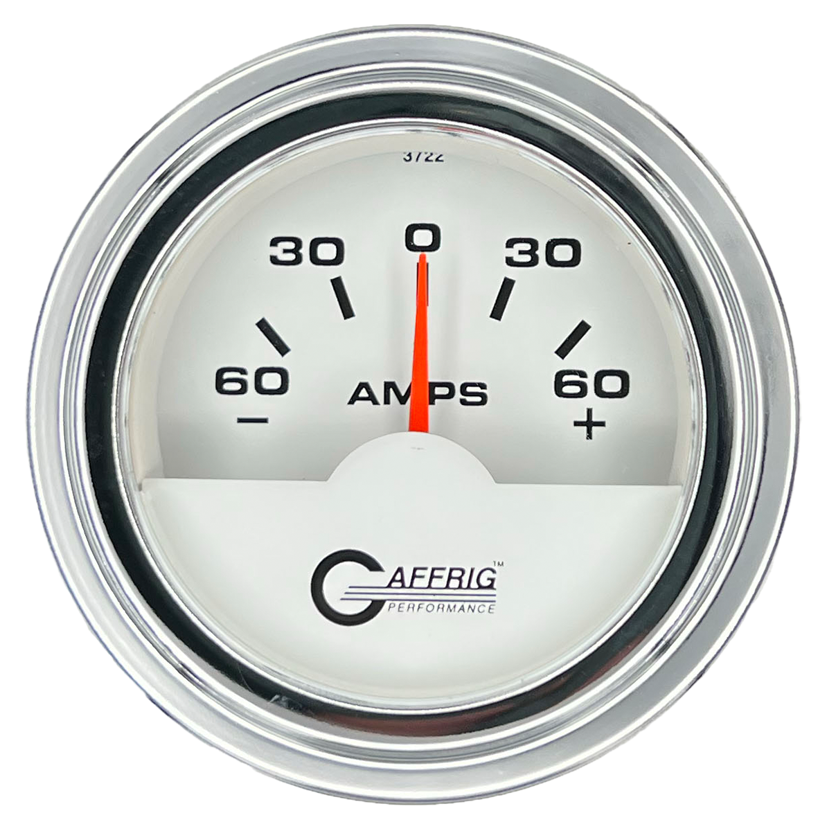 #5500 2 INCH ELECTRIC AMMETER -60/+60 AMP White Chrome / Step