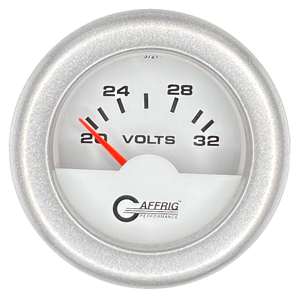 #5536 2 INCH ELECTRIC VOLTMETER 16-32 VOLT White Platinum / Step