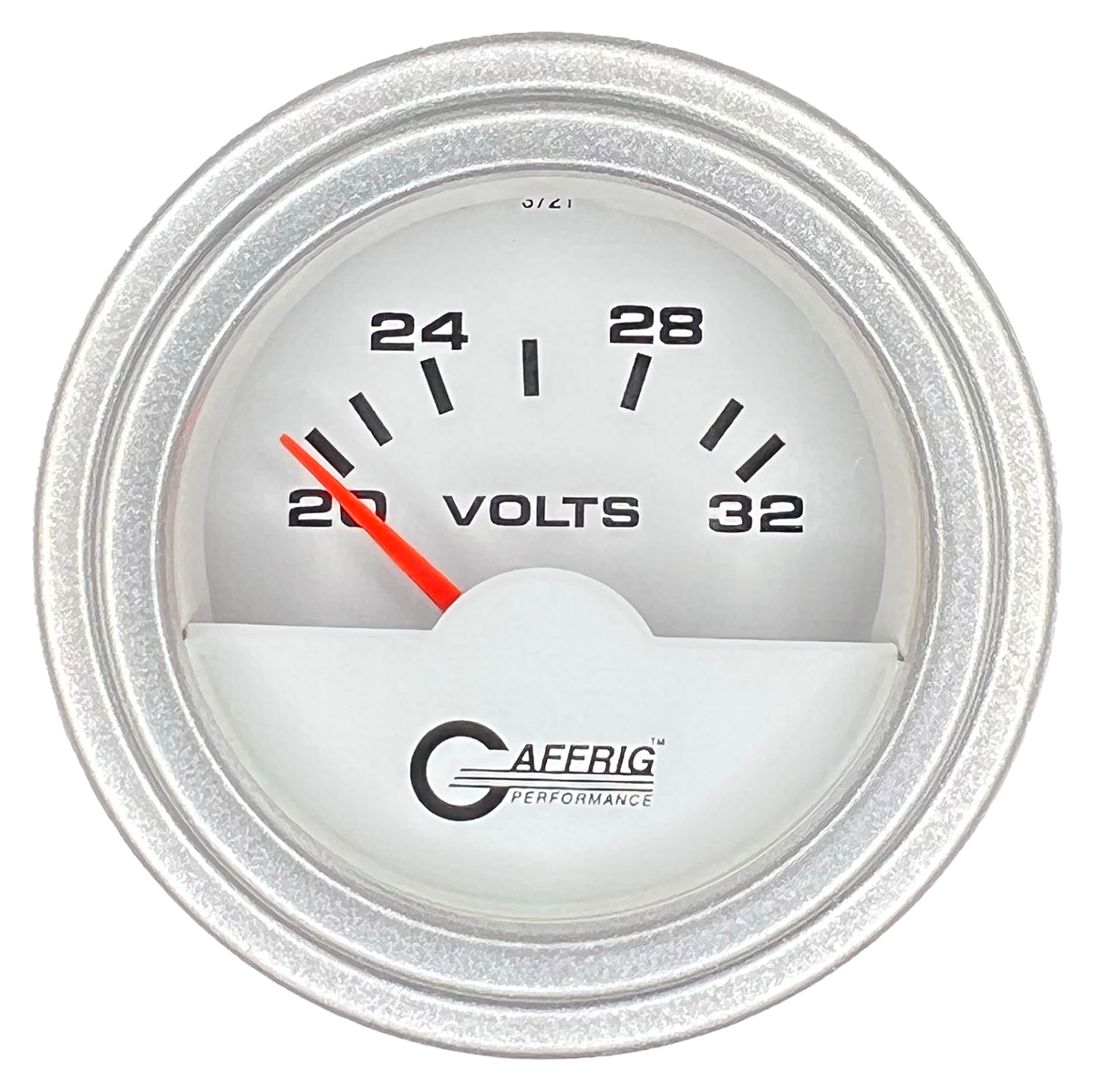 #5536 2 INCH ELECTRIC VOLTMETER 16-32 VOLT White Platinum / Step