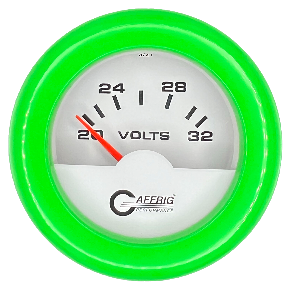 #5536 2 INCH ELECTRIC VOLTMETER 16-32 VOLT White Lime Green / Step