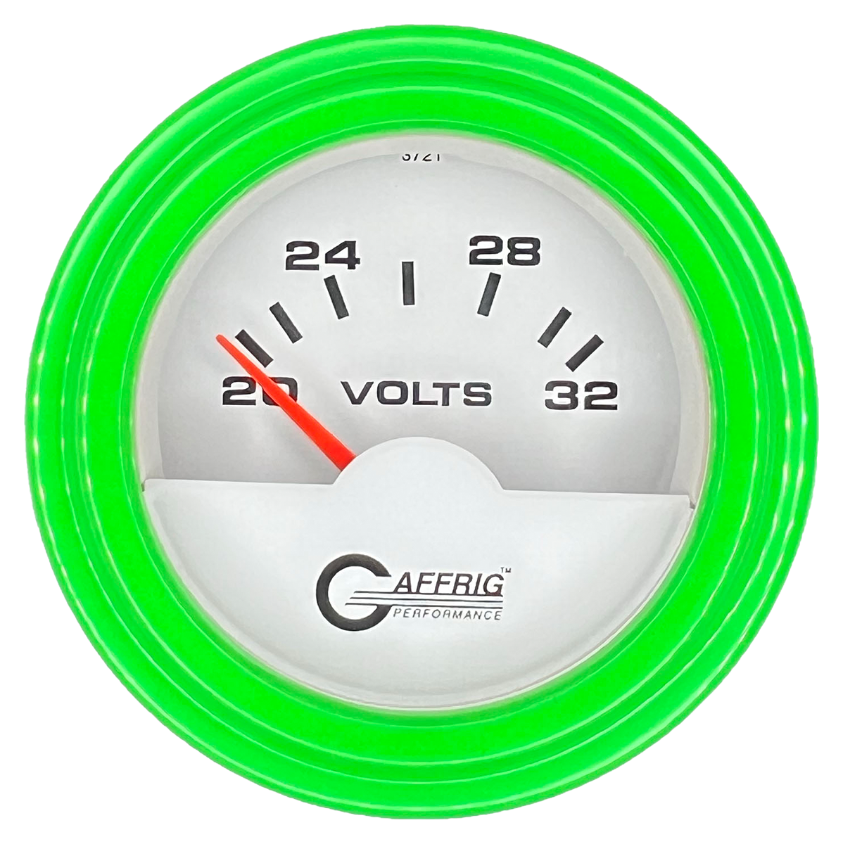 #5536 2 INCH ELECTRIC VOLTMETER 16-32 VOLT White Lime Green / Step