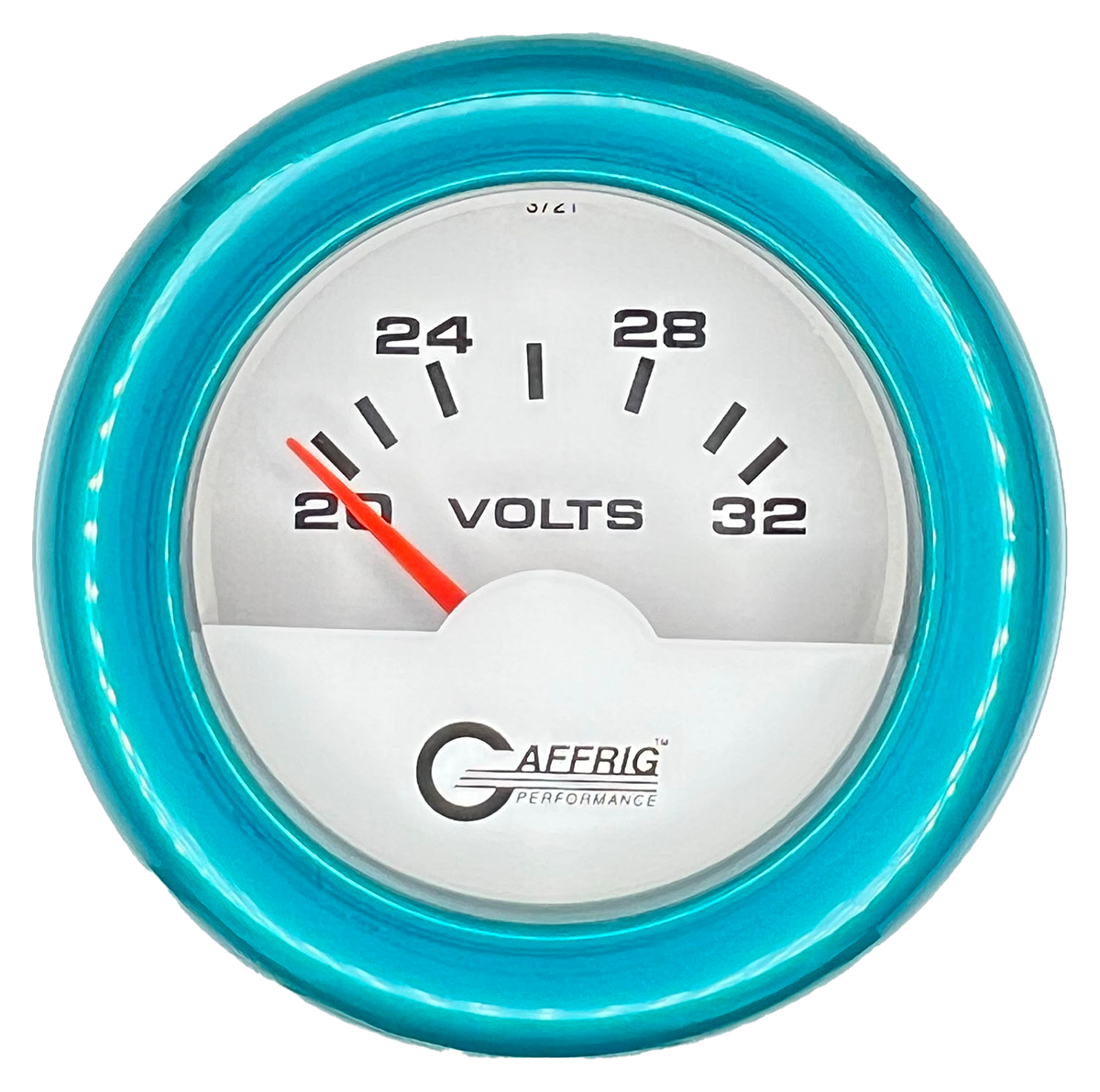 #5536 2 INCH ELECTRIC VOLTMETER 16-32 VOLT White Teal / Step