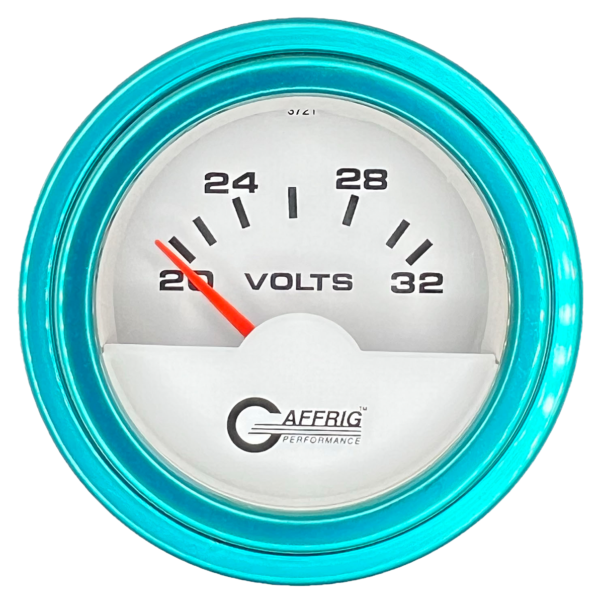 #5536 2 INCH ELECTRIC VOLTMETER 16-32 VOLT White Teal / Step