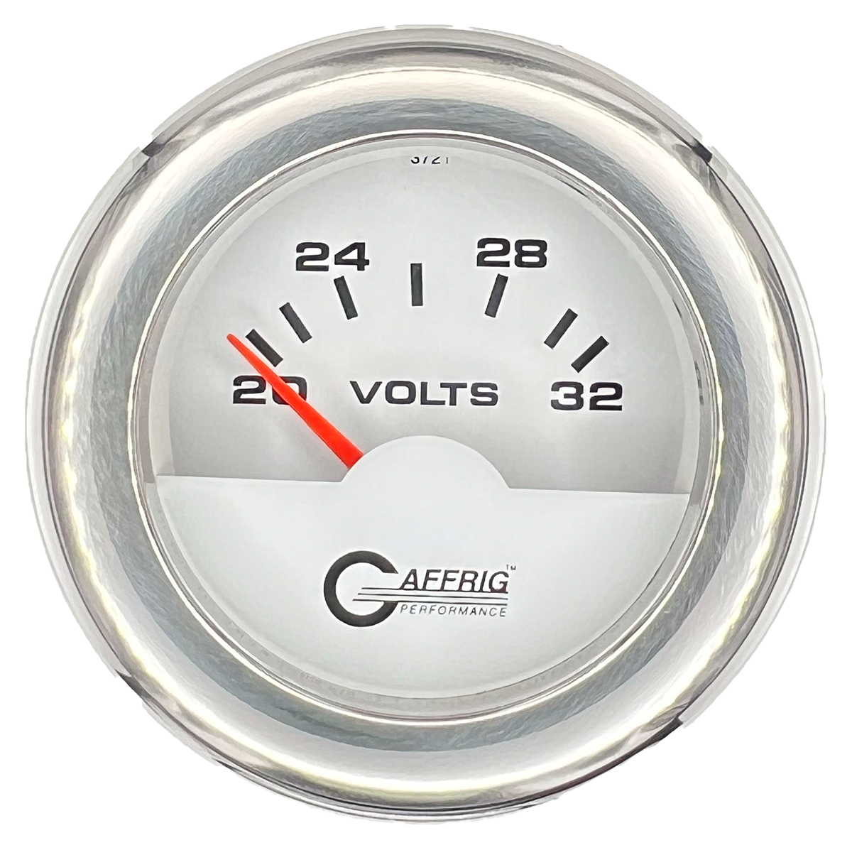 #5536 2 INCH ELECTRIC VOLTMETER 16-32 VOLT White Chrome / Step