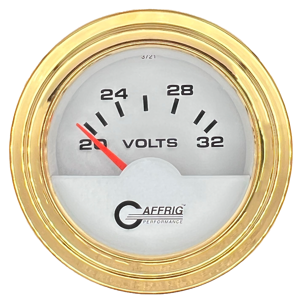 #5536 2 INCH ELECTRIC VOLTMETER 16-32 VOLT White Gold / Step