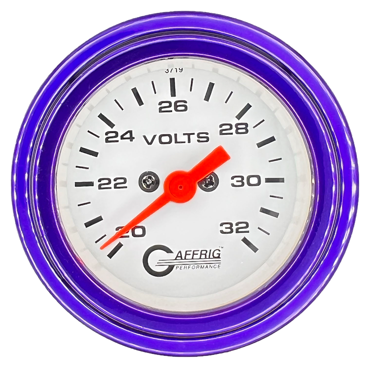 #5538 2 INCH ELECTRIC VOLTMETER 16-32 VOLT WHITE Purple / Step