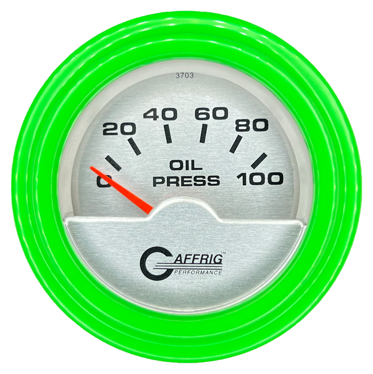 #5812 2 INCH ELECTRIC OIL PRESSURE 0-100 PSI PLATINUM Lime Green / Step