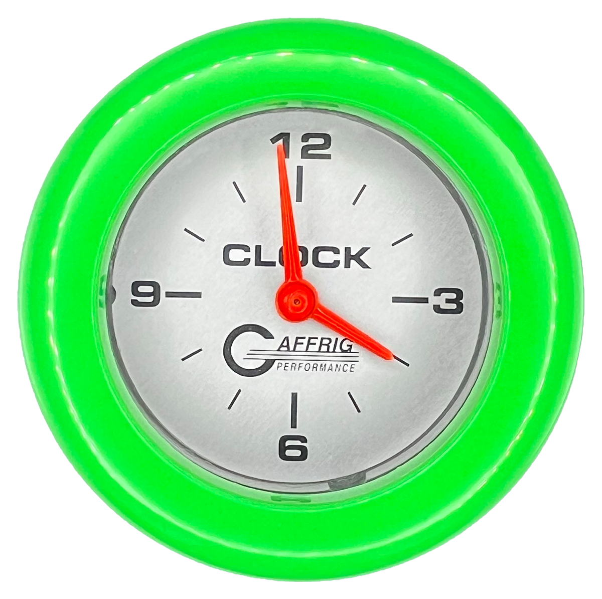 #5854 2 INCH ELECTRIC CLOCK PLATINUM Lime Green / Step