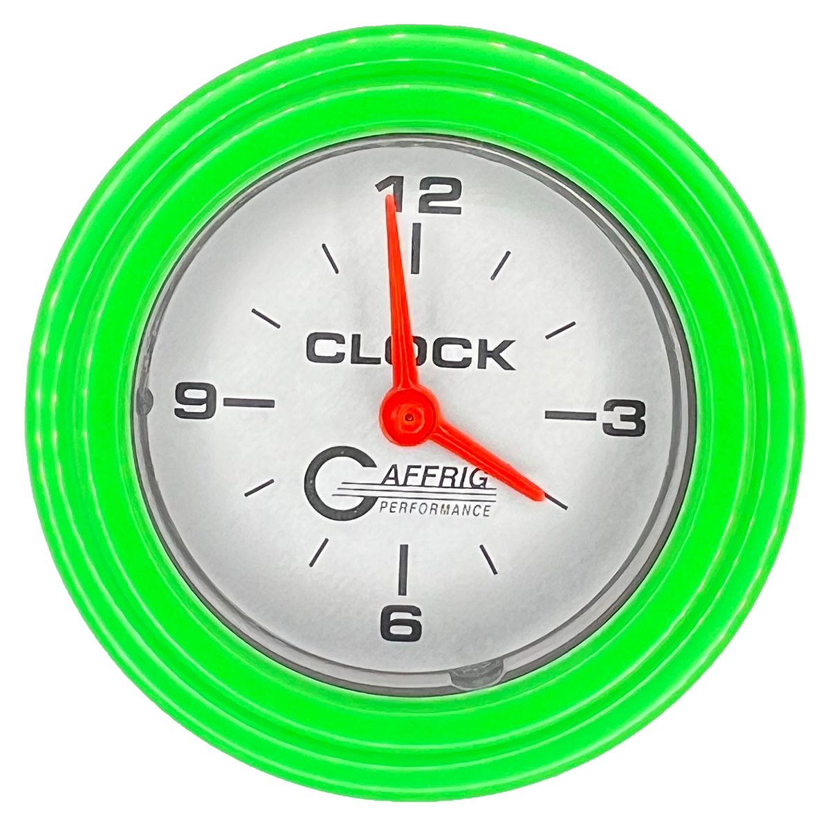 #5854 2 INCH ELECTRIC CLOCK PLATINUM Lime Green / Step