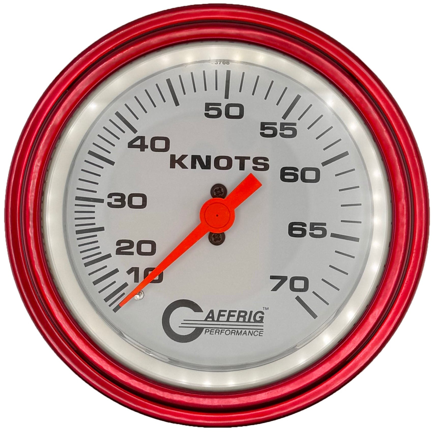 GAFFRIG PART #5860 3 3/8 INCH MECHANICAL DRY INTERNATIONAL SPEEDOMETER GAUGE 70 KNOTS HEAD ONLY WHITE
