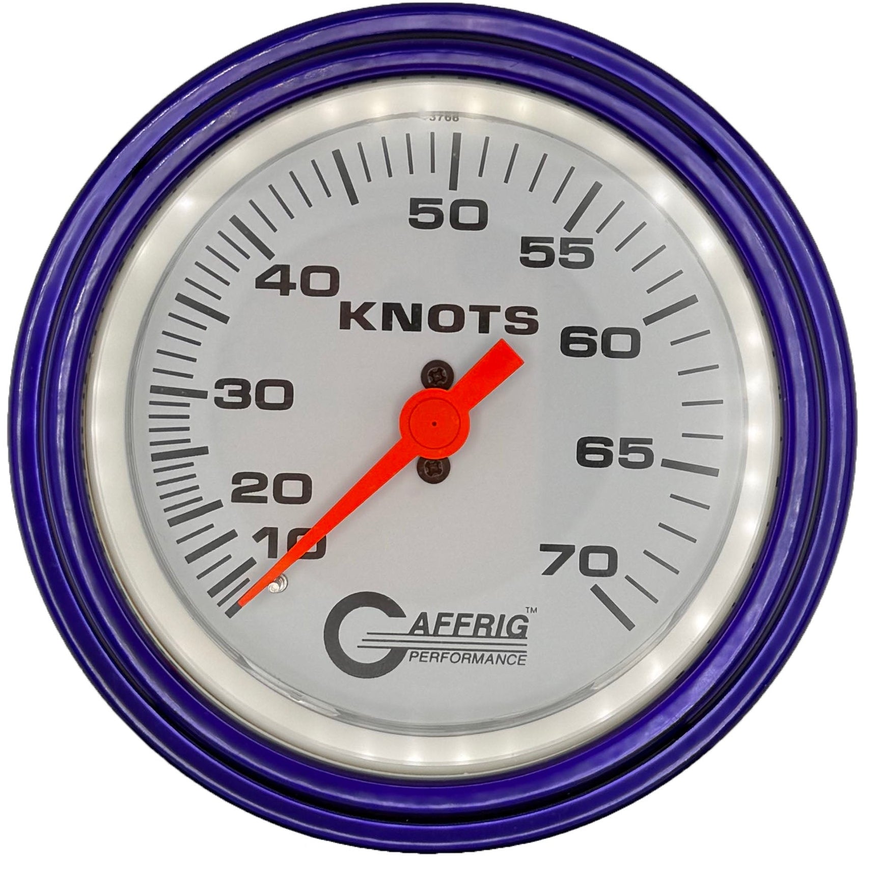 GAFFRIG PART #5860 3 3/8 INCH MECHANICAL DRY INTERNATIONAL SPEEDOMETER GAUGE 70 KNOTS HEAD ONLY WHITE