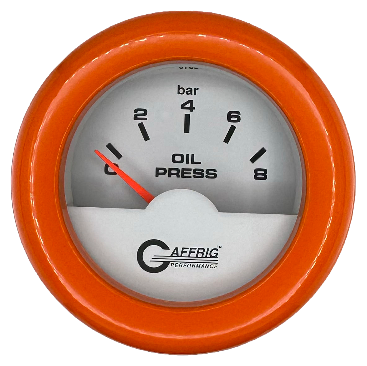 #5875 2 INCH INTERNATIONAL ELECTRIC OIL PRESSURE 0-8 BARS WHITE Orange / Step