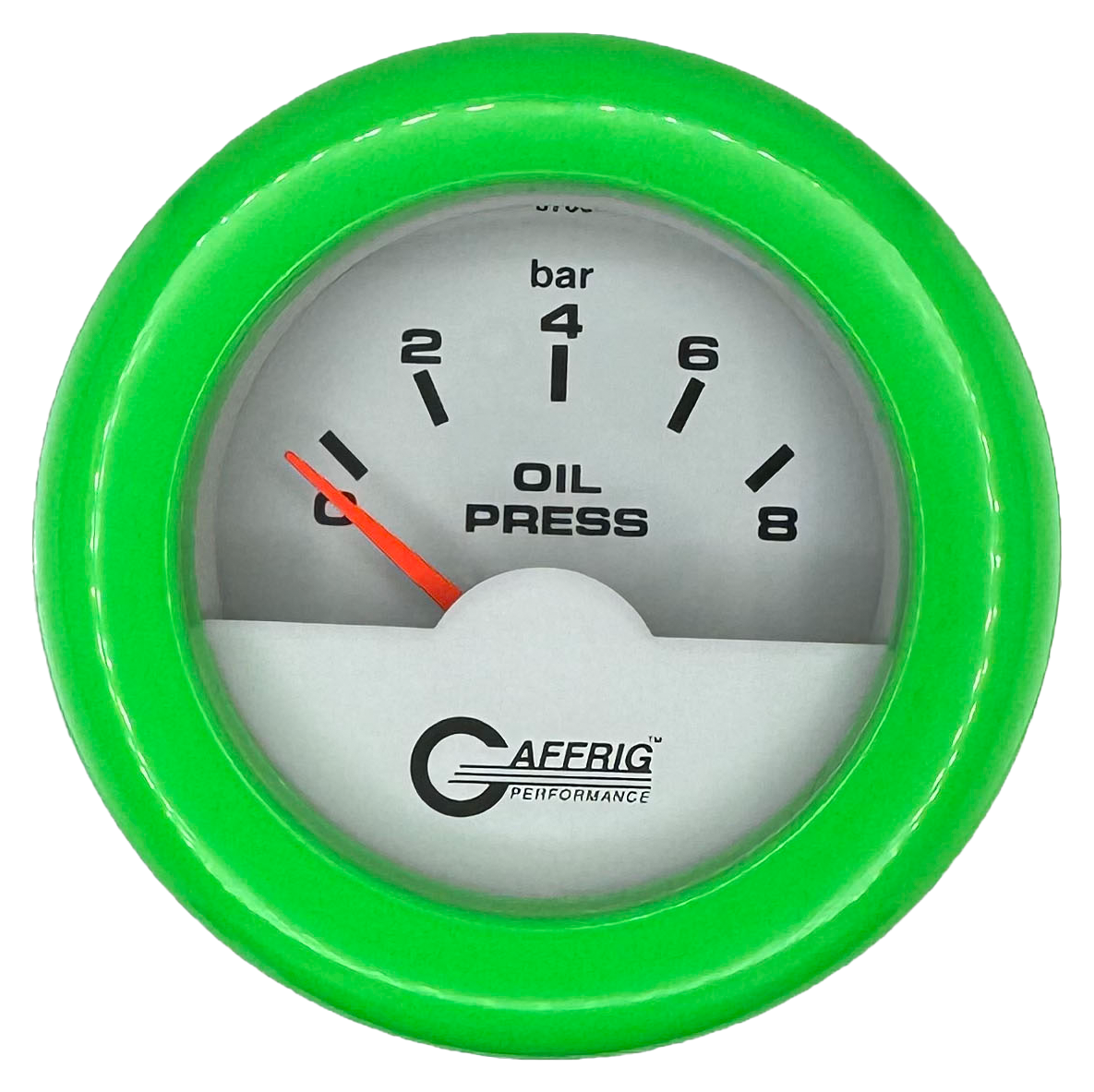 #5875 2 INCH INTERNATIONAL ELECTRIC OIL PRESSURE 0-8 BARS WHITE Lime Green / Step