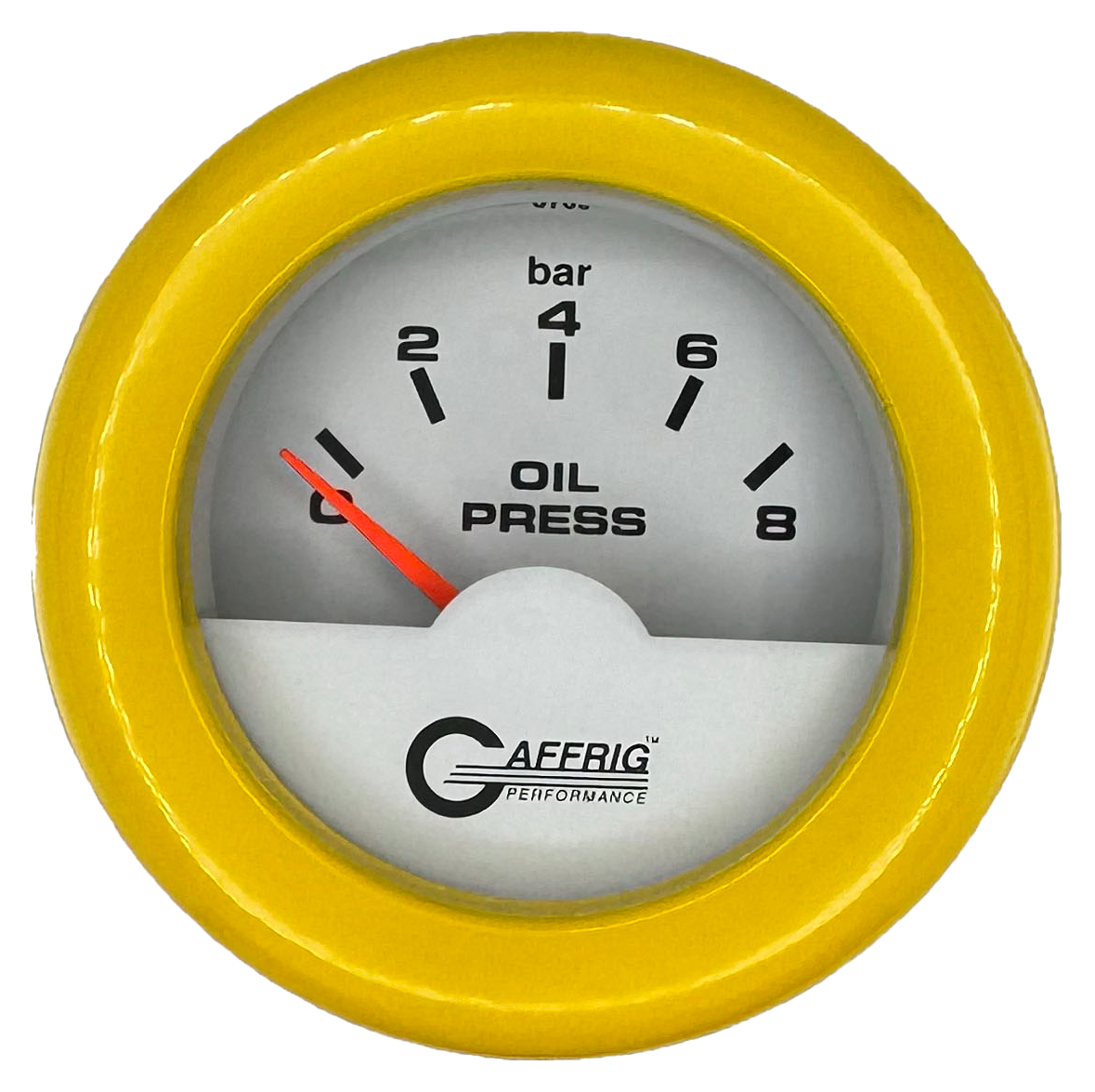 #5875 2 INCH INTERNATIONAL ELECTRIC OIL PRESSURE 0-8 BARS WHITE Yellow / Step