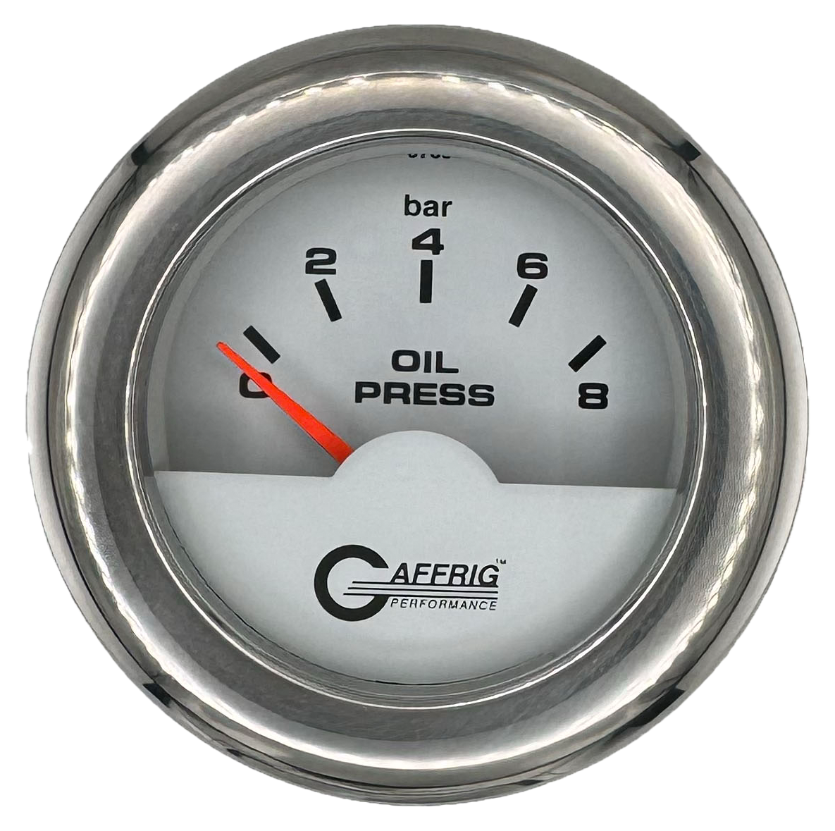 #5875 2 INCH INTERNATIONAL ELECTRIC OIL PRESSURE 0-8 BARS WHITE Chrome / Step