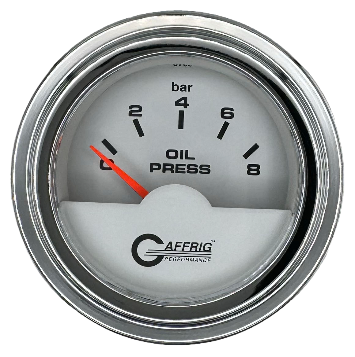 #5875 2 INCH INTERNATIONAL ELECTRIC OIL PRESSURE 0-8 BARS WHITE Chrome / Step