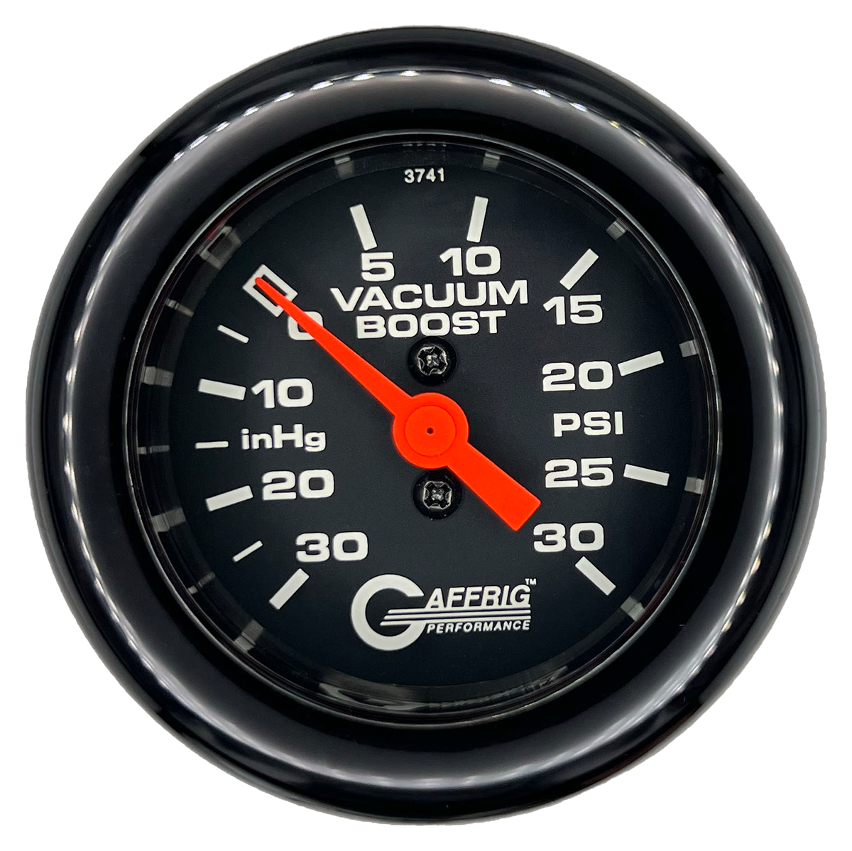 #6018 2 INCH MECHANICAL VACUUM 0-30HG/BOOST 0-30 PSI- BLACK Black / Fat