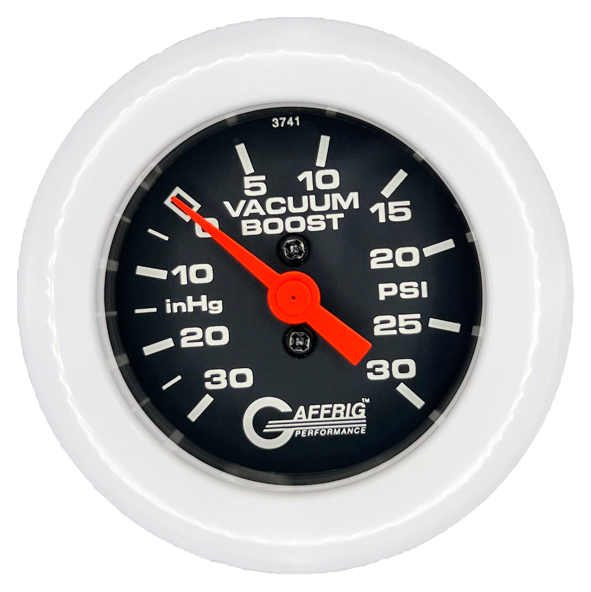 #6018 2 INCH MECHANICAL VACUUM 0-30HG/BOOST 0-30 PSI- BLACK White / Step