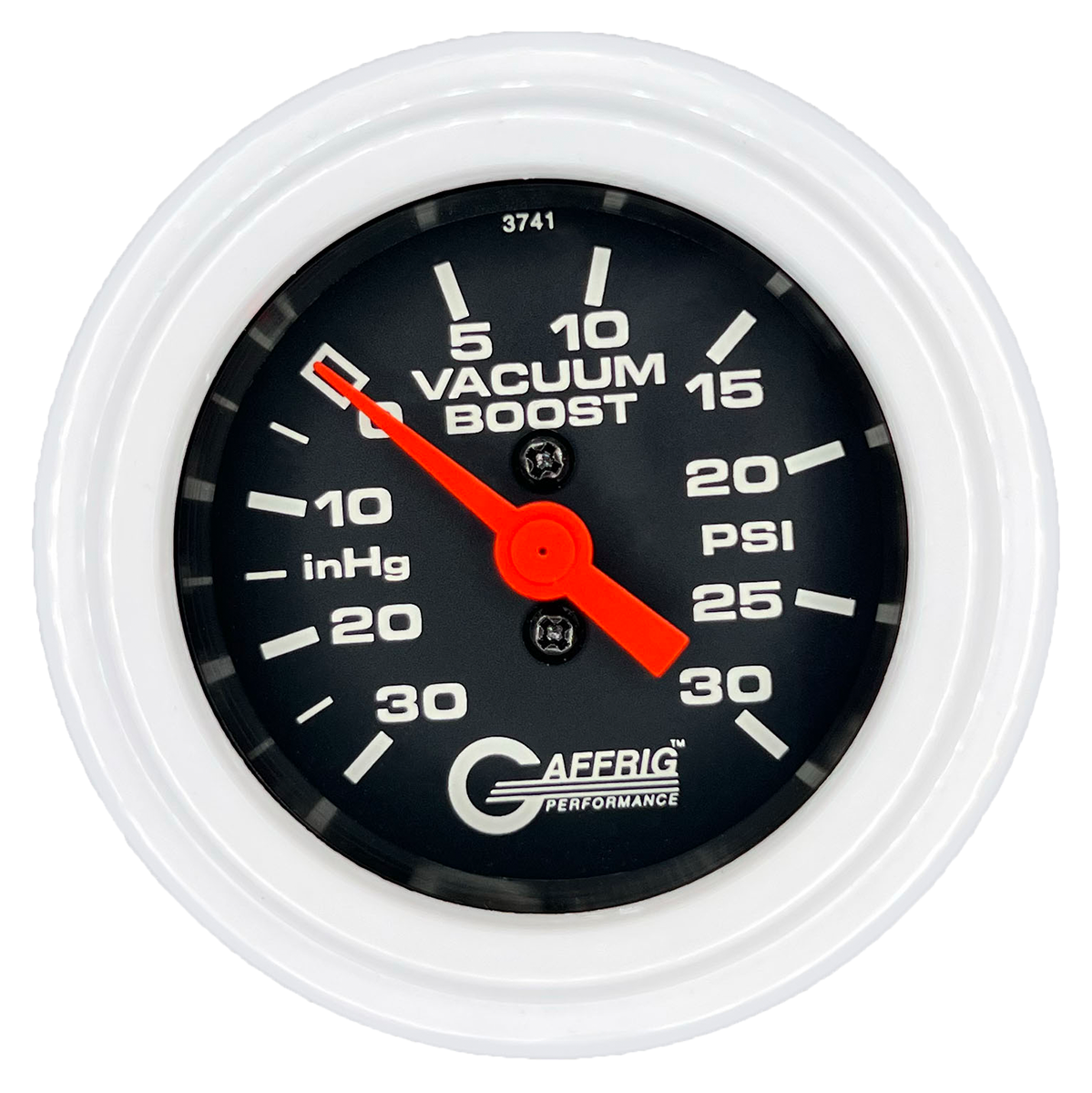 #6018 2 INCH MECHANICAL VACUUM 0-30HG/BOOST 0-30 PSI- BLACK White / Step