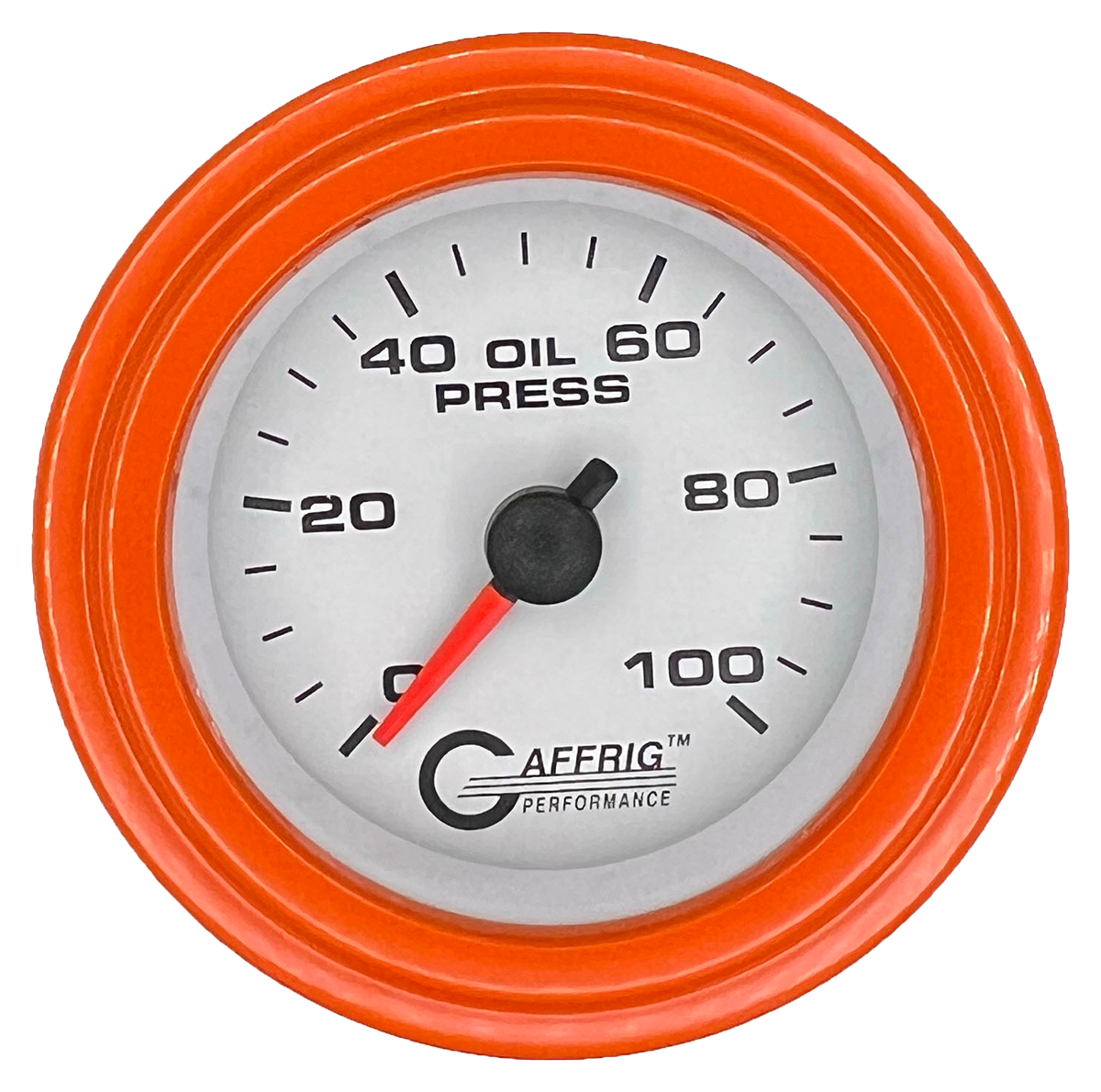 #6512 2 INCH MECHANICAL OIL PRESS. 0-100 PSI WHITE Orange / Step