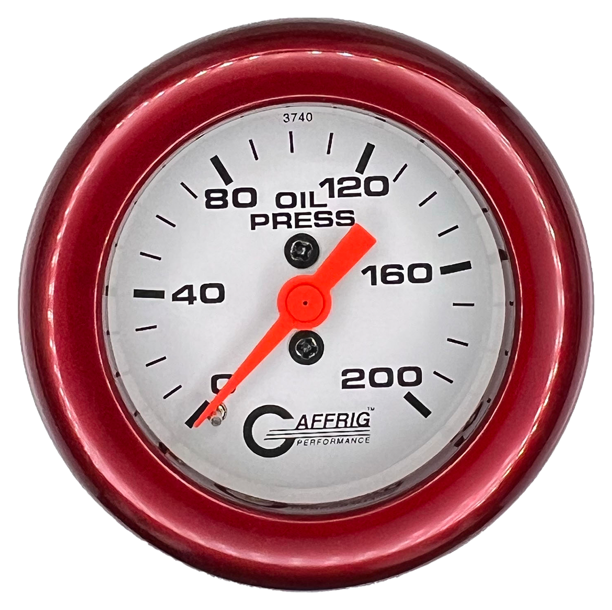 #6514 2 INCH MECHANICAL OIL PRESS. 0-200 PSI WHITE Red / Step