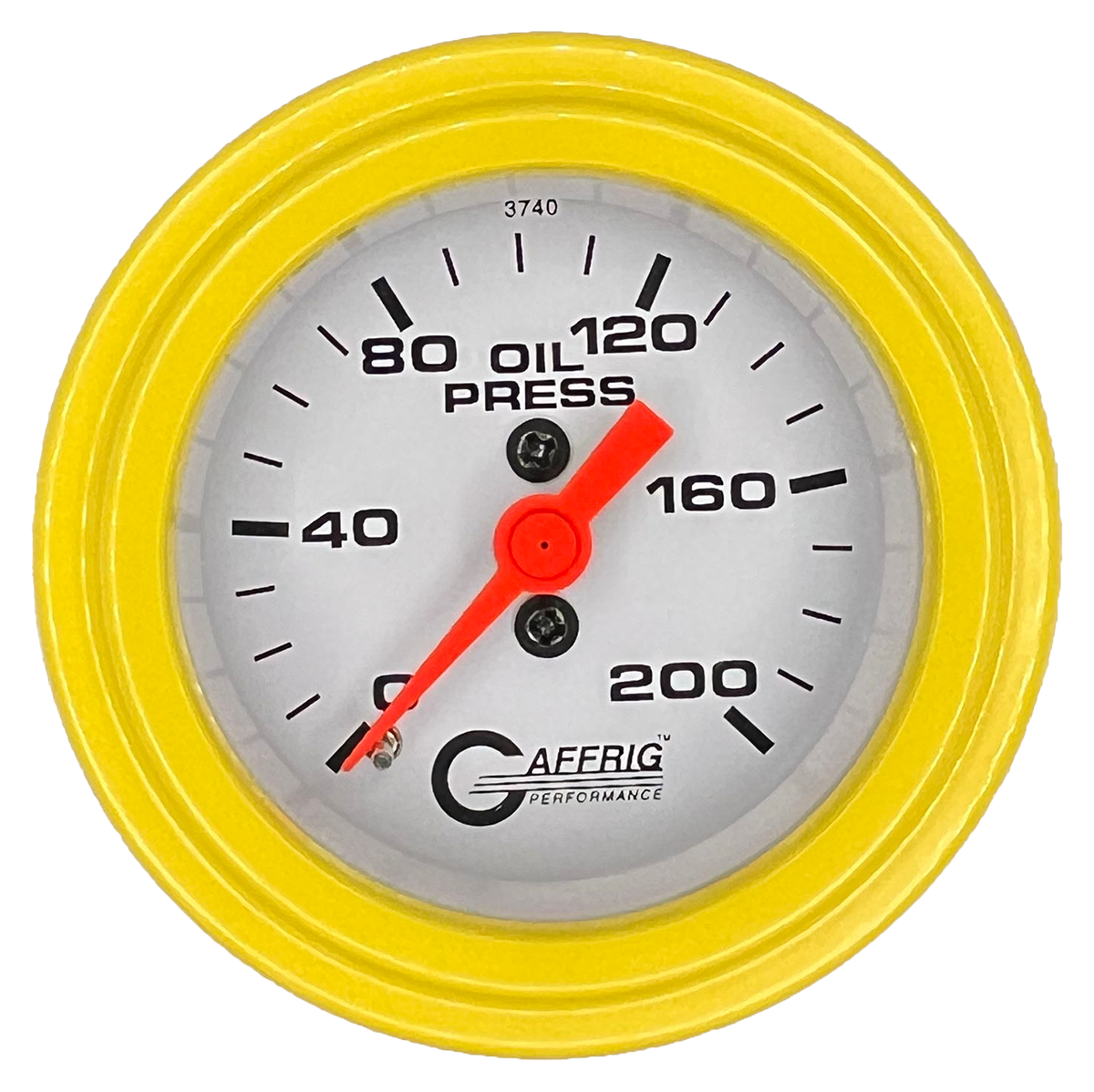 #6514 2 INCH MECHANICAL OIL PRESS. 0-200 PSI WHITE Yellow / Step