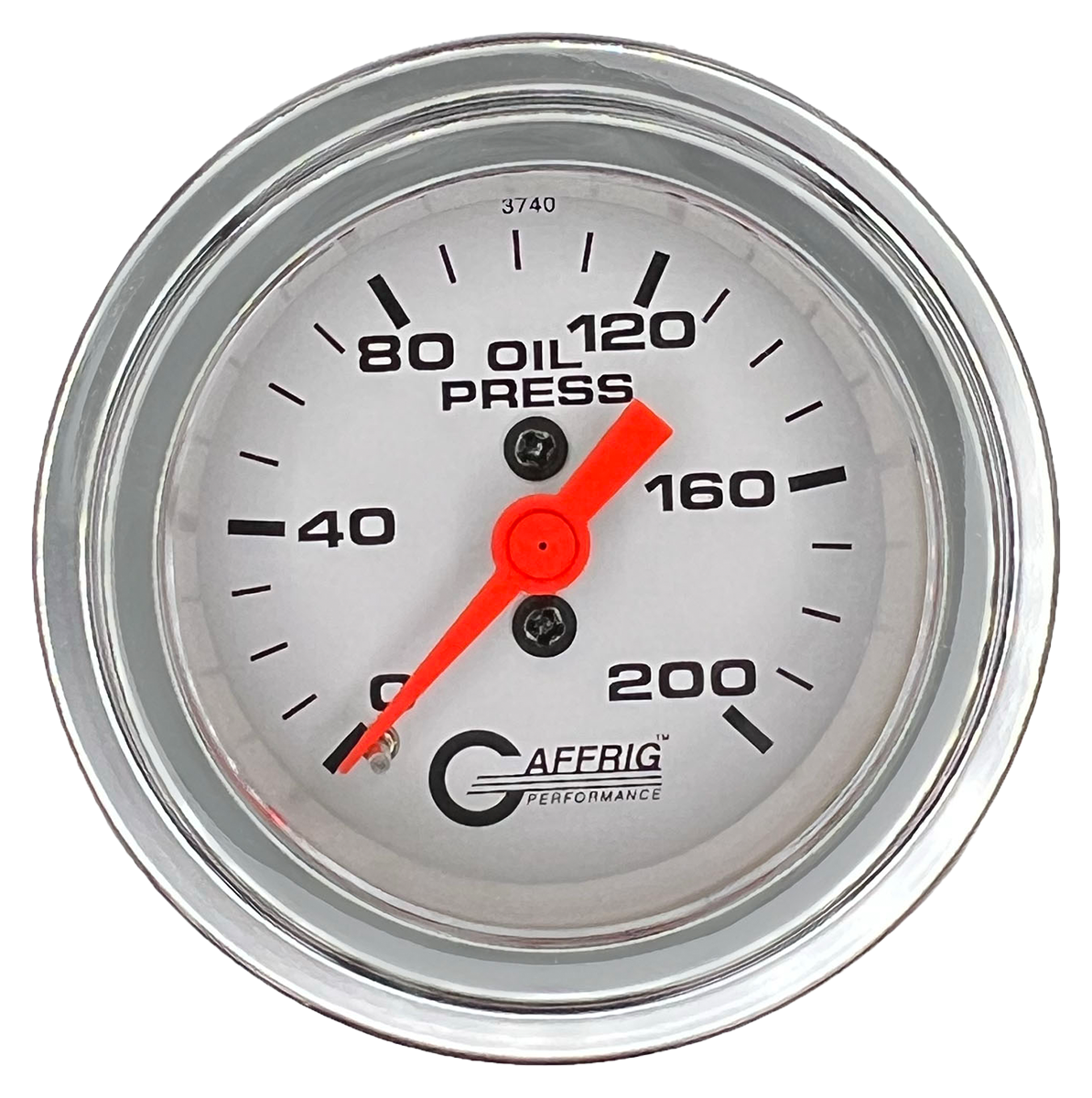 #6514 2 INCH MECHANICAL OIL PRESS. 0-200 PSI WHITE Chrome / Step